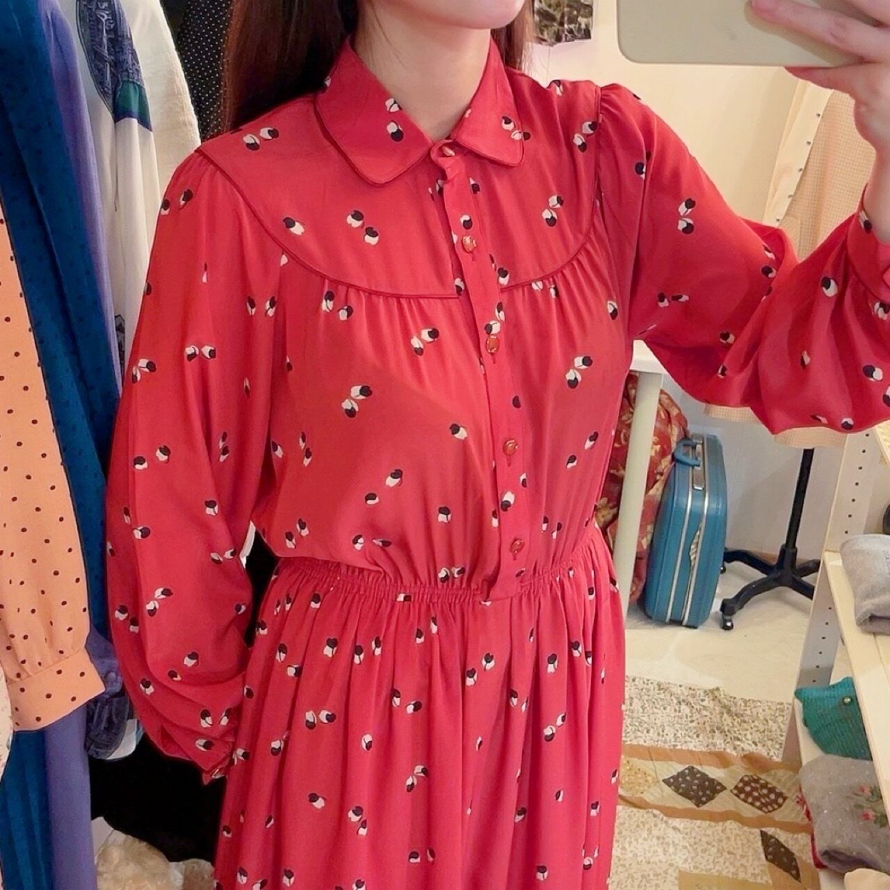vivid pink fall flower one-piece