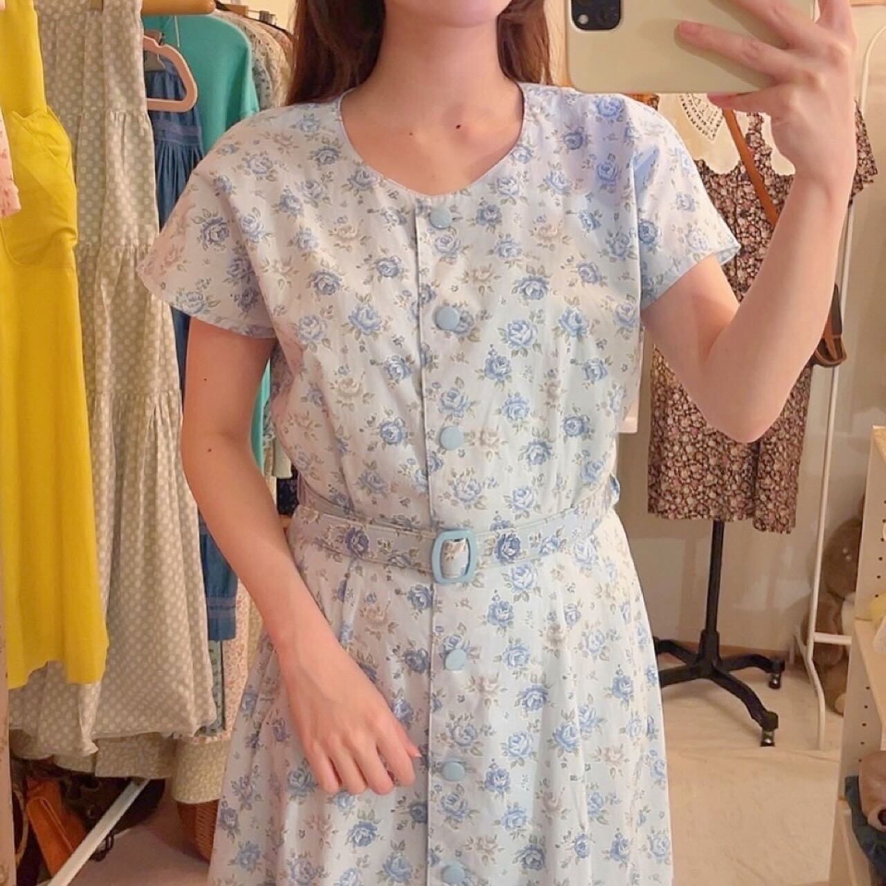 light blue rose cotton one-piece