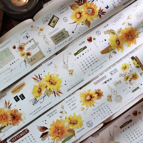 EM95｜yier 壹洱文創【向日葵】マスキングテープ / PETテープ