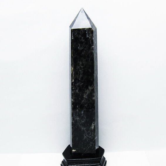 1.5Kg モリオン 黒水晶 六角柱 台座付属 一点物 152-4008