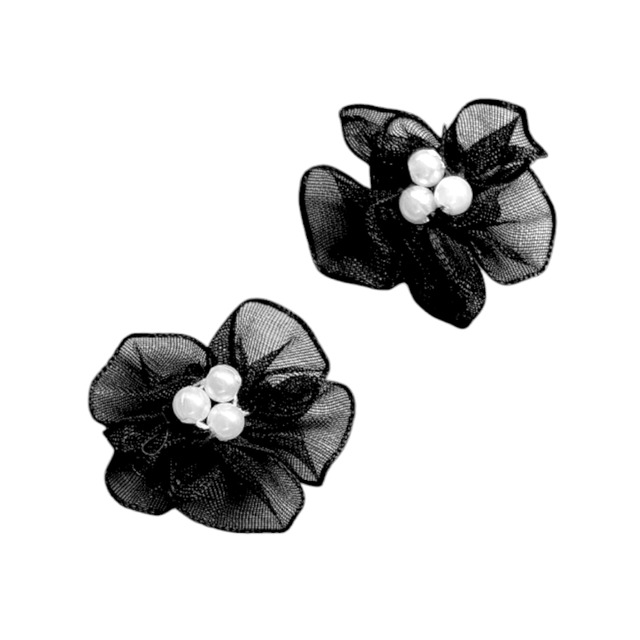 チュールのお花・パールつき(2コ)