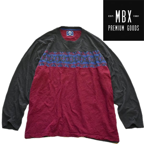 1点物◇MBX黒柄物ビッグサイズ長袖ロンTシャツ古着メンズXXL 1点物◇MBX黒柄物ビッグサイズ長袖ロンTシャツ古着メンズXXL