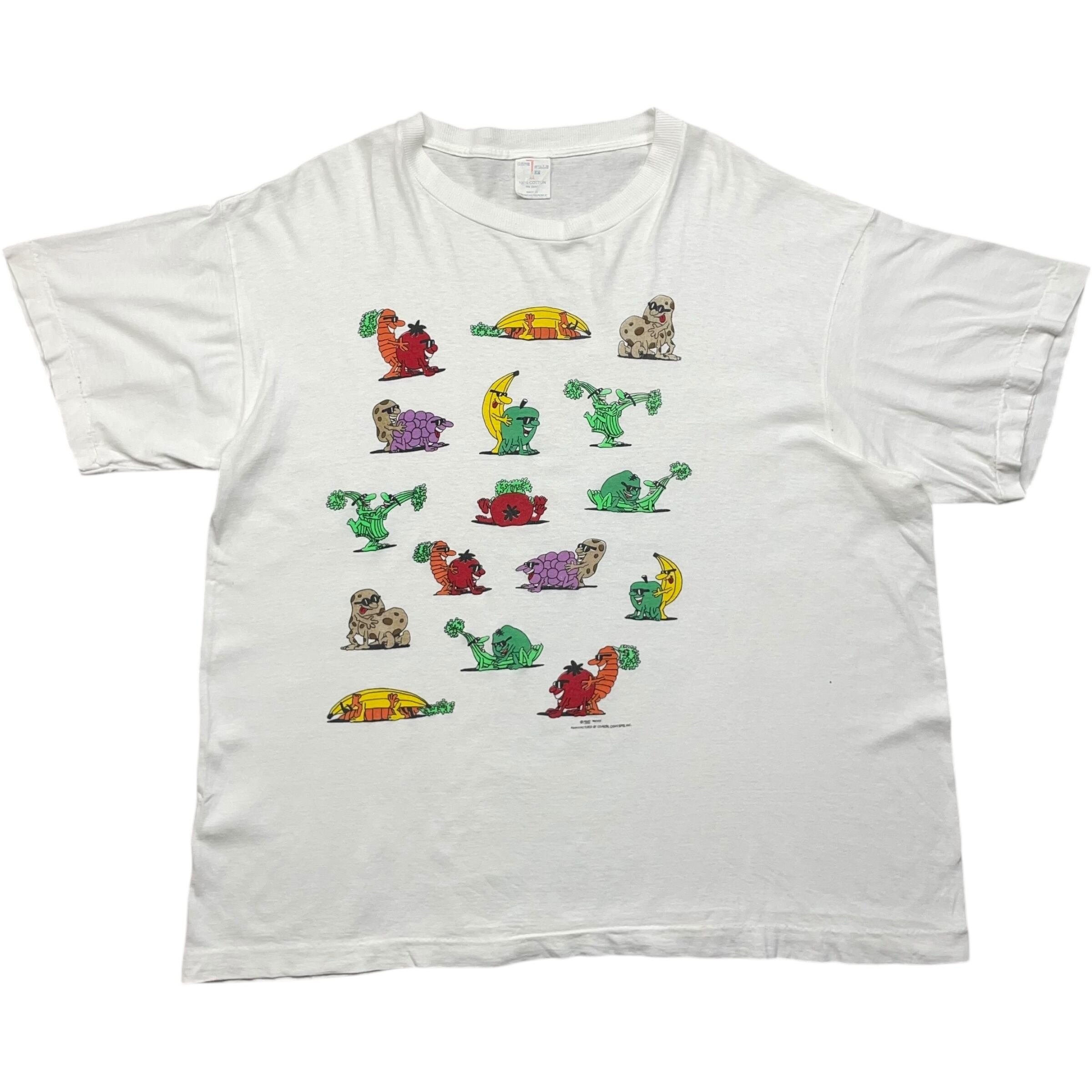 《M》 SHORT HILLS TEE エロTシャツ フルーツ 48手 プリント ホワイト 90年代 vintage no.7458