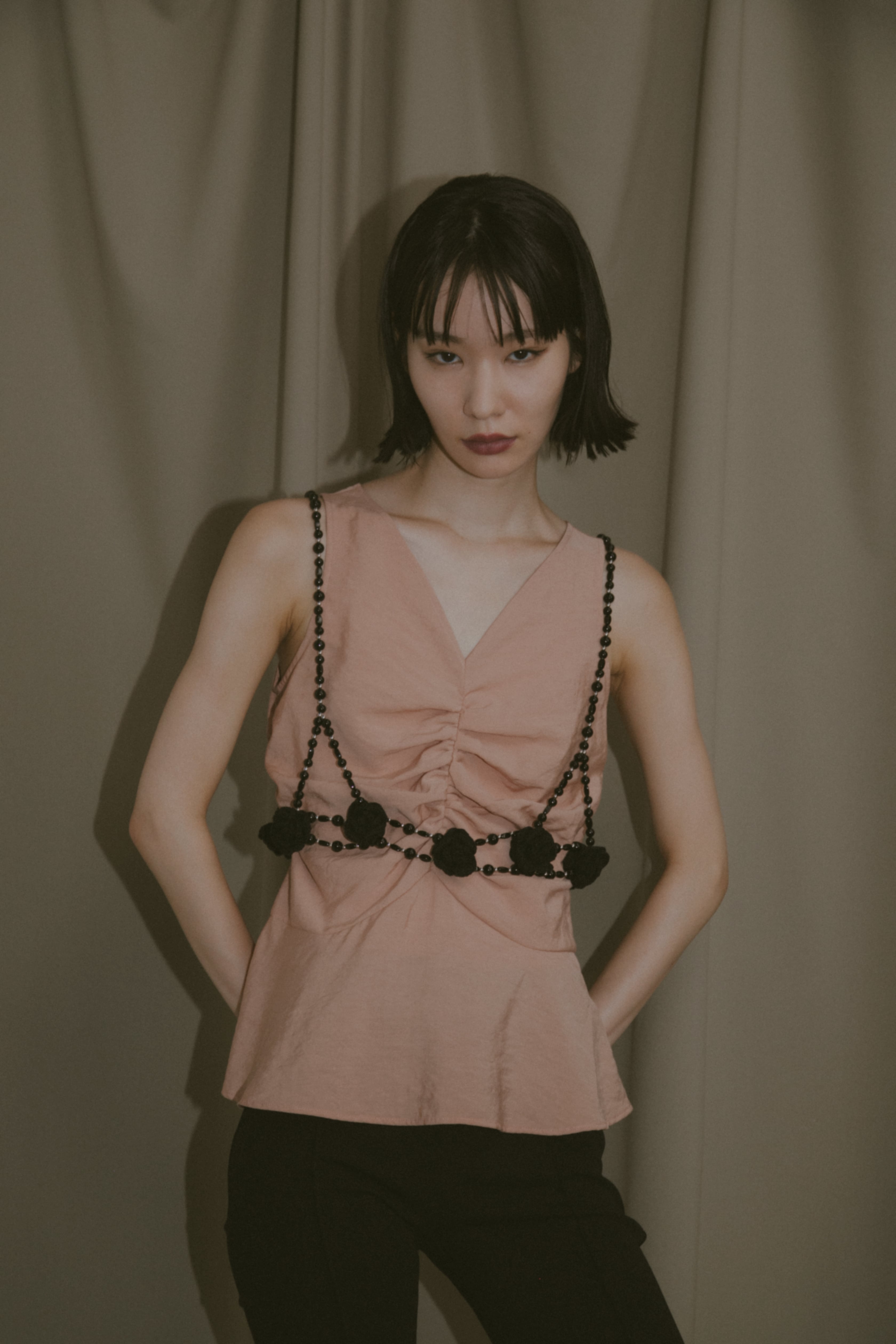 Crochet flower&beads harness ・C/♯black | FAD distortion
