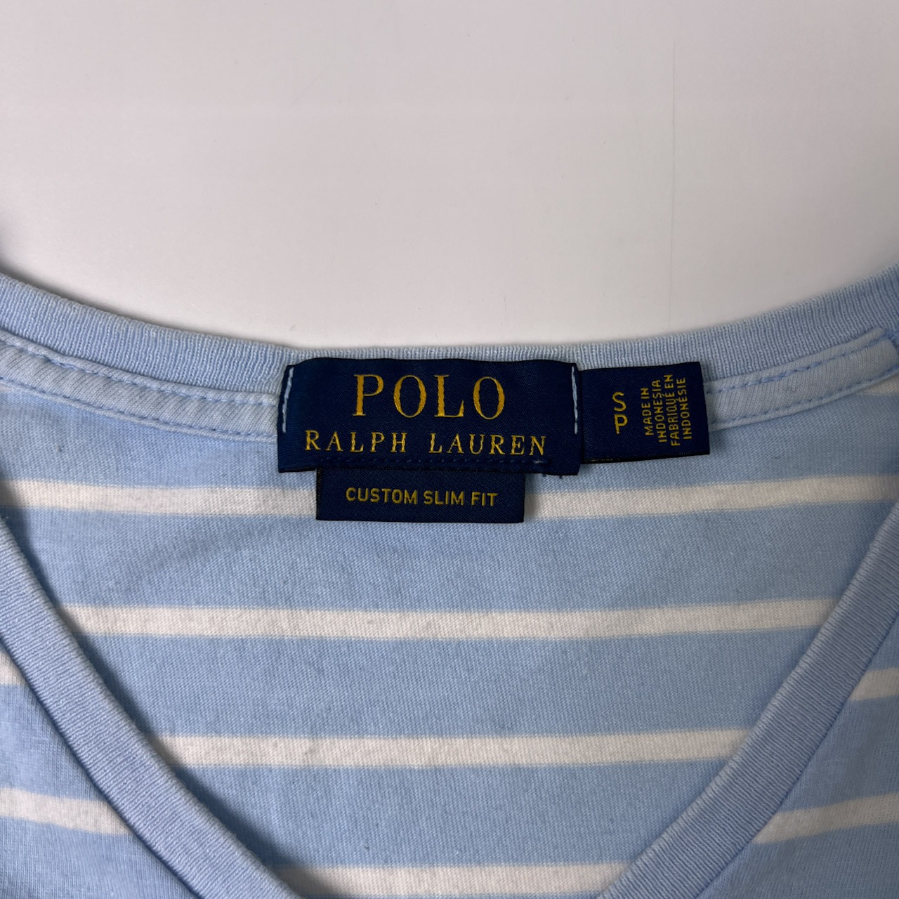 POLO RALPH LAUREN ポロラルフローレン Vネック 半袖Tシャツ SP/水色 ホワイト