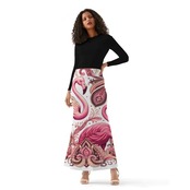 Women's Wrap Fishtail Long Skirt Paisley White 4459