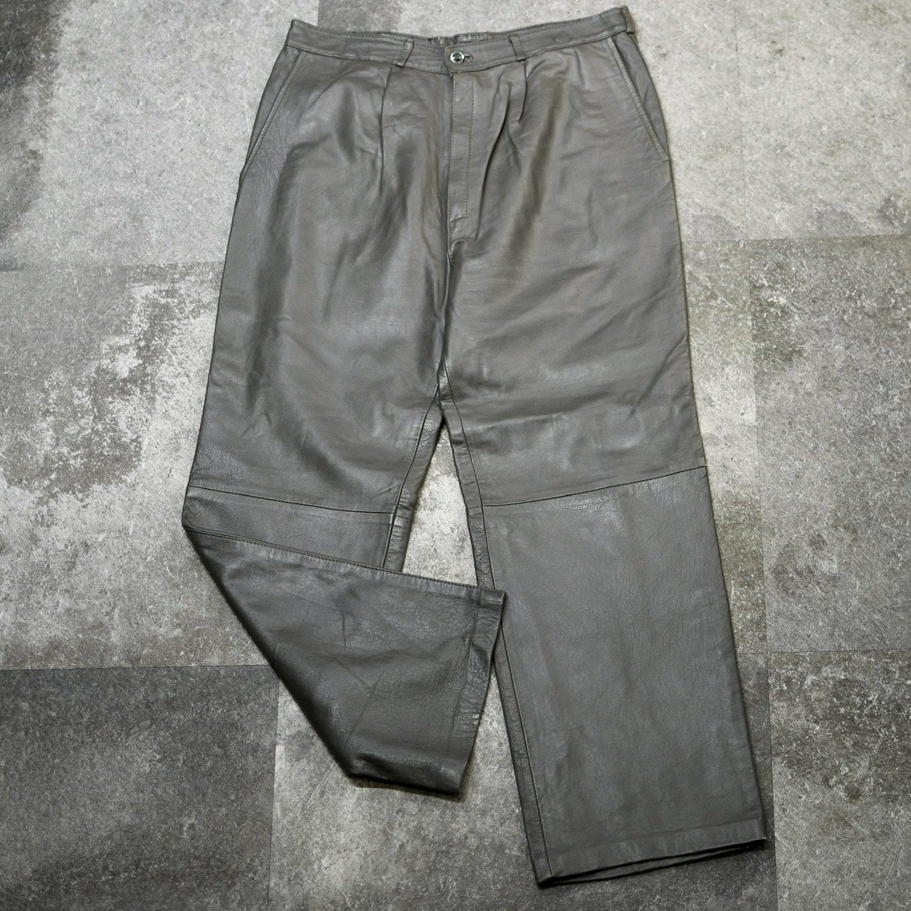 gray leather pants