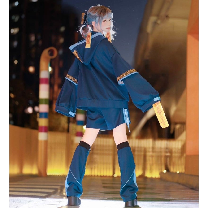 ちゃえ様 お洋服 セット サイバーパンク 中華風 3点 セットアップ 電脳少女 近未来 符札 ライブ