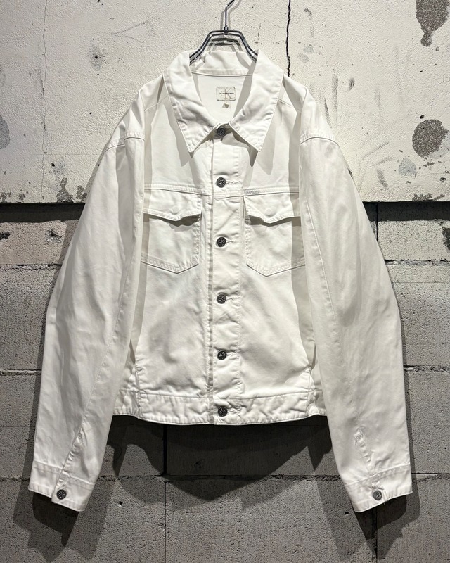 【Caka otto】90's “Calvin Klein Jeans” Rare White Color Vintage Denim Jacket
