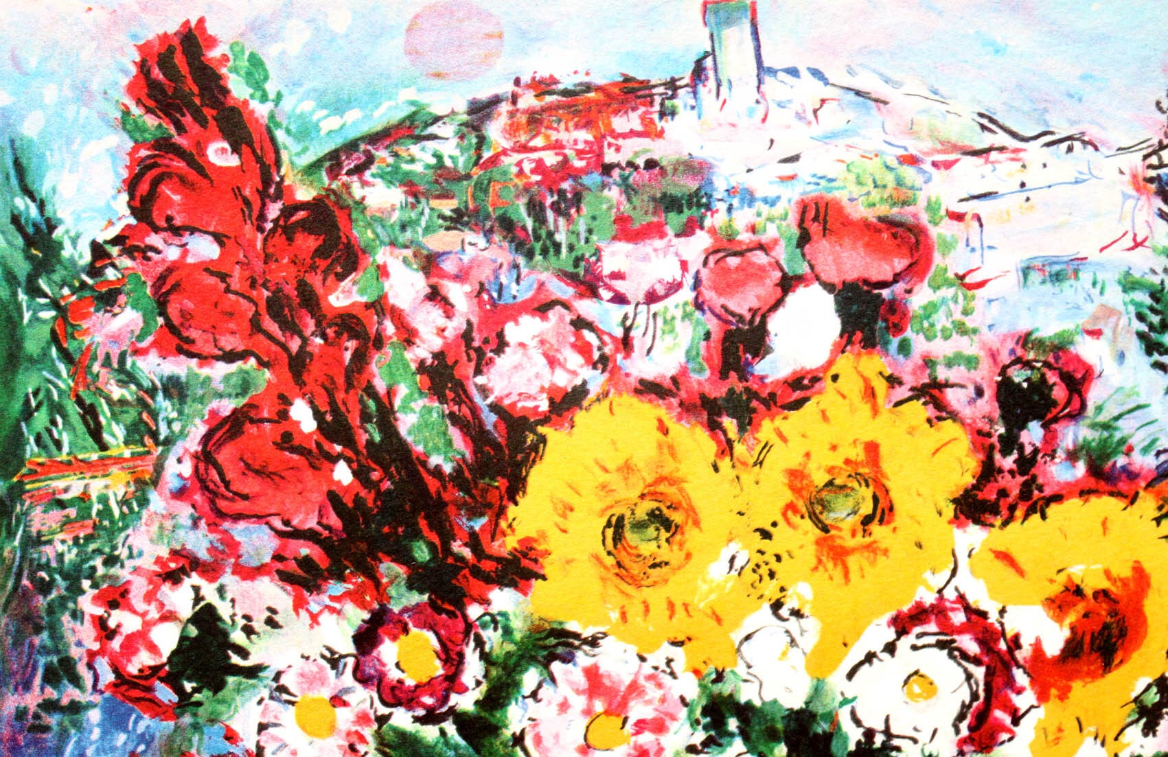 マルク・シャガール絵画「憂い」作品証明書・展示用フック・限定375部エディション付複製画ジークレ