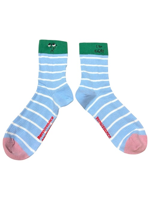 【solmu】I'm angry! 薄手socks（ブルー）