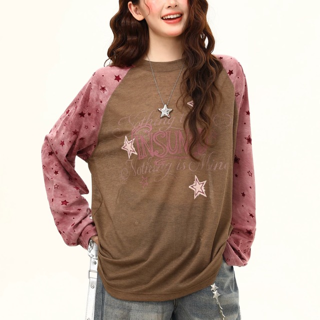 star raglan sheer long tee　スターラグランシアーロングティー　J2155