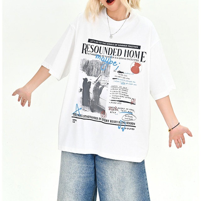 グラフィックコラージュアートレタリングTシャツ 2col   R02008