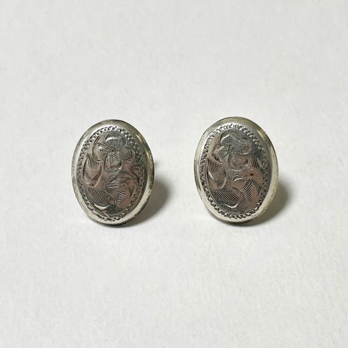 Vintage 925 Silver Carved Pirced Earrings