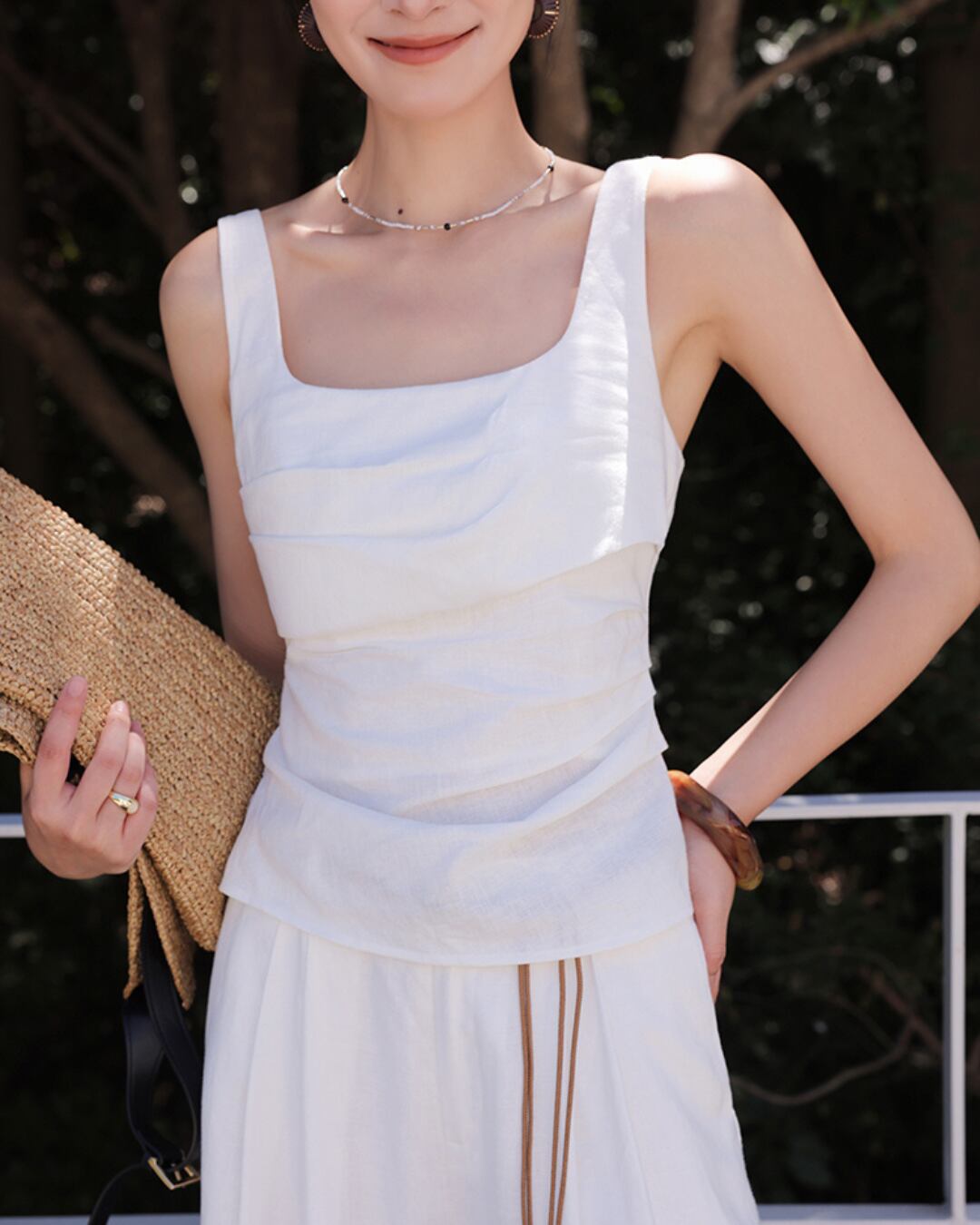 リネンライクスクエアネックトップス S25550