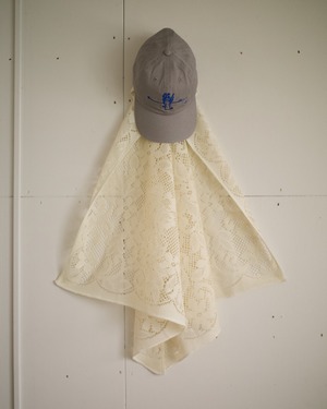 " 餞 ha na mu ke Cap " / long cream lace(gray×blue)