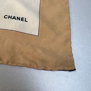 CHANEL シャネル ココマーク  シルク スカーフ ベージュ A-12029