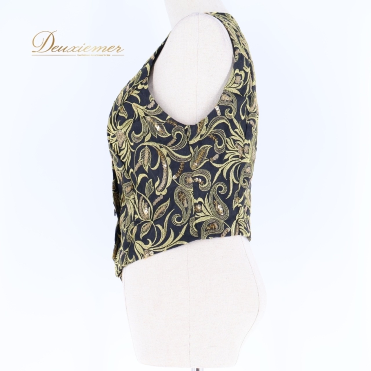 フラメンコ 衣装 チャレコ ベスト 黒 金 ゴールド 軽い 刺繍 スパンコール アトリエプリマ atelier prima ブラック系 ゴールド系 ダンス パーティ 発表会 刺繍デザイン 軽量 素材 高級感 レディース ベスト ファッション コスチューム ステージ衣装 フラメンコダンス おしゃれ