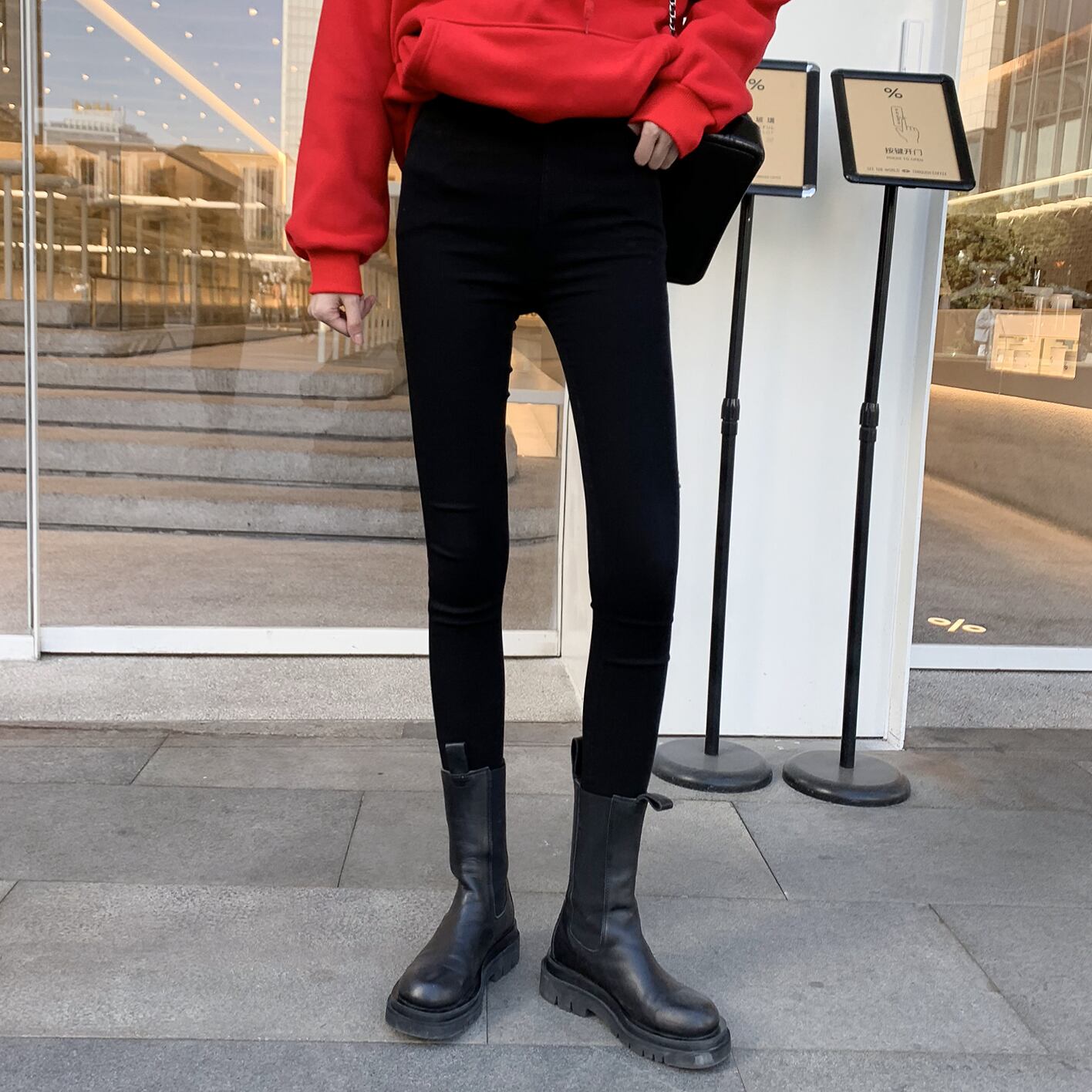 ウェストカジュアルパンツ スプリングスタイルブラック 春物 6Du_Shop_Women71898710159