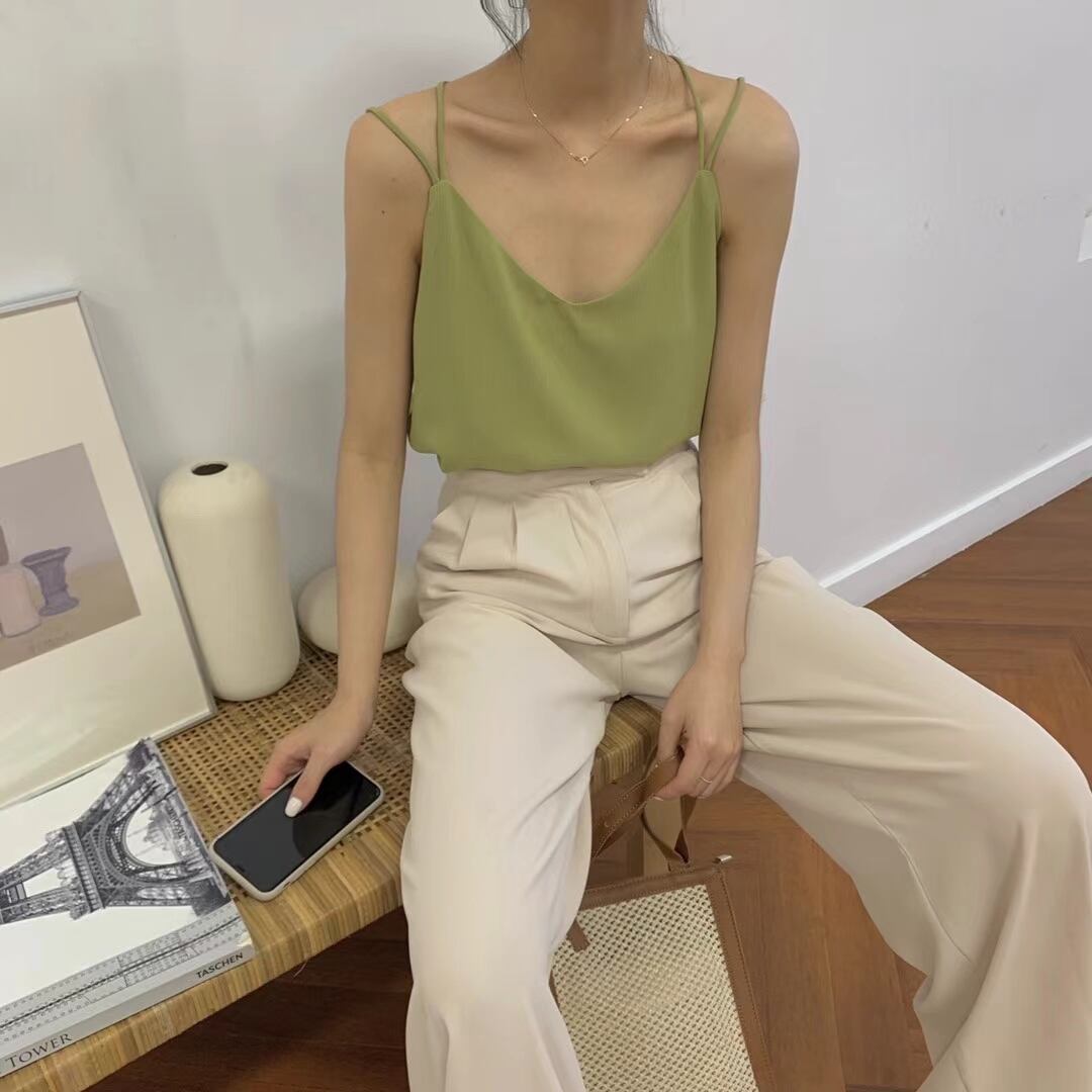 バッククロス カラーシャイニーキャミソール　AJ2205-908