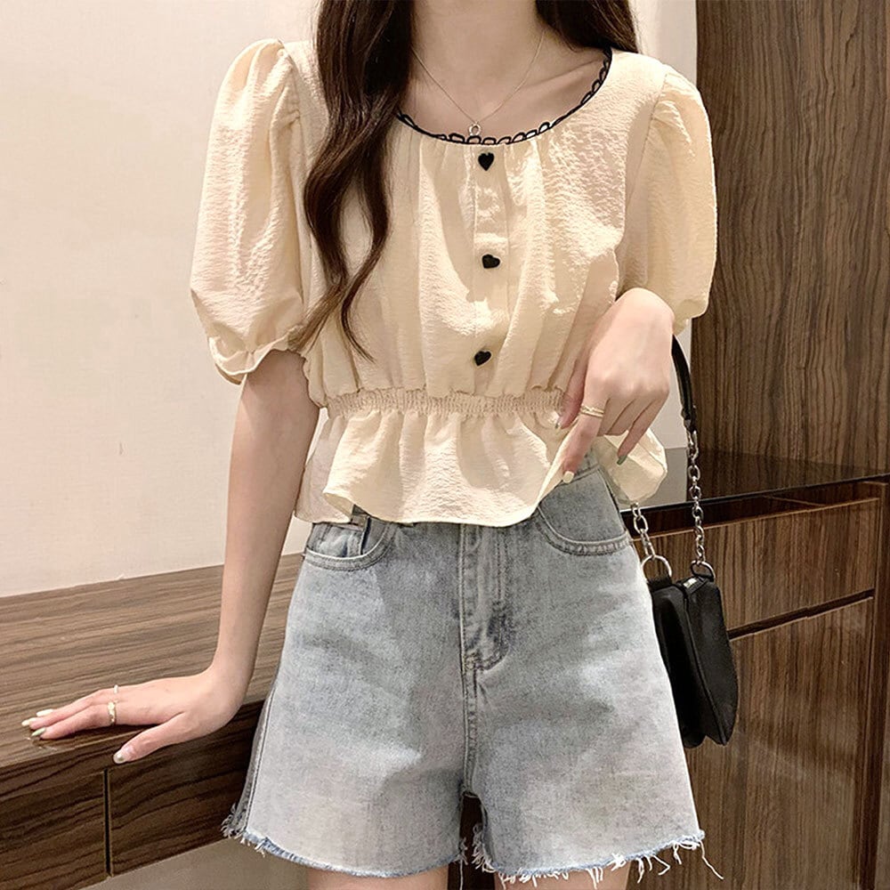 yori トップス フリルブラウス 38 yori ノーカラーフロントフリル