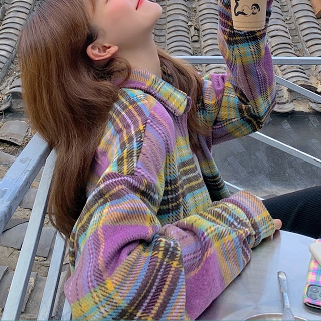 【即納】grape citrus soda plaid jacket  e459