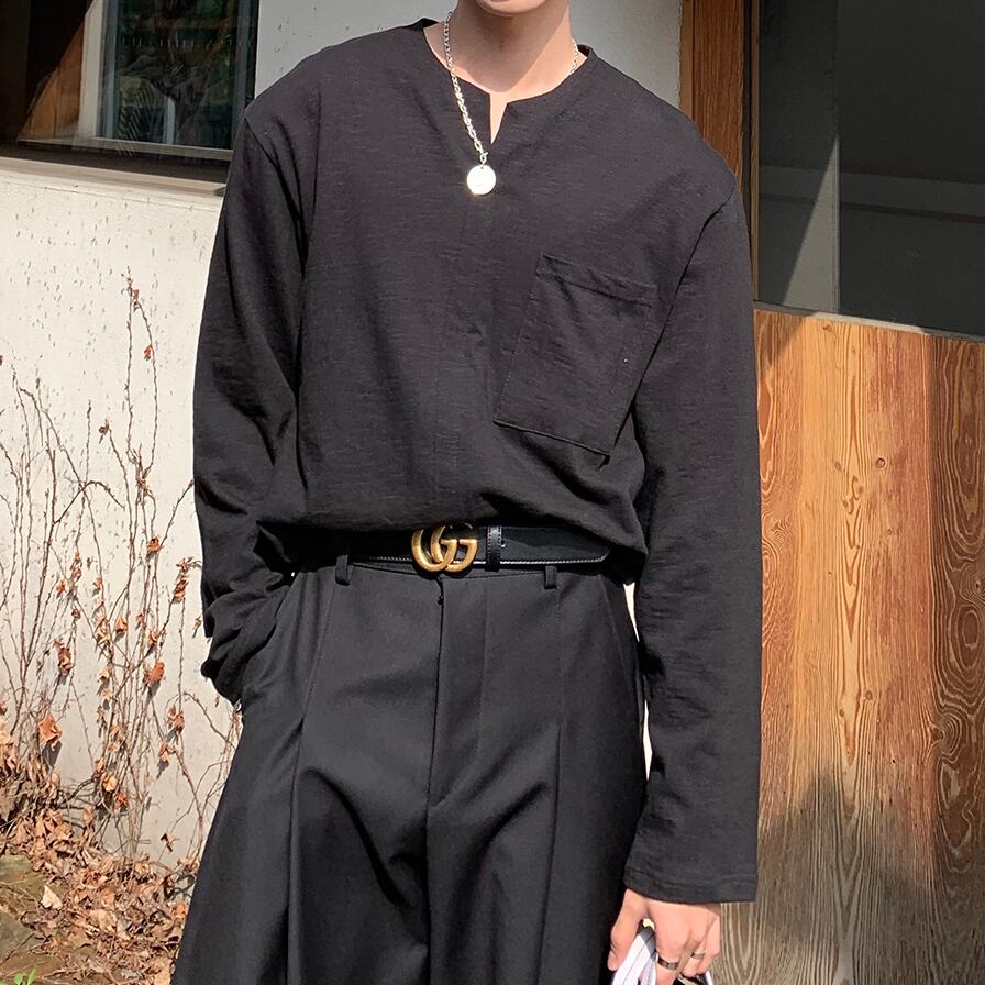 全3色 ロンT カットソー 無地 カジュアル おしゃれ シンプル