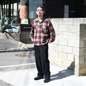 INTERIM / MILITARY WOOL SERGE 1-TUCK FRENCH ARMY WIDE TAPERED TROUSER