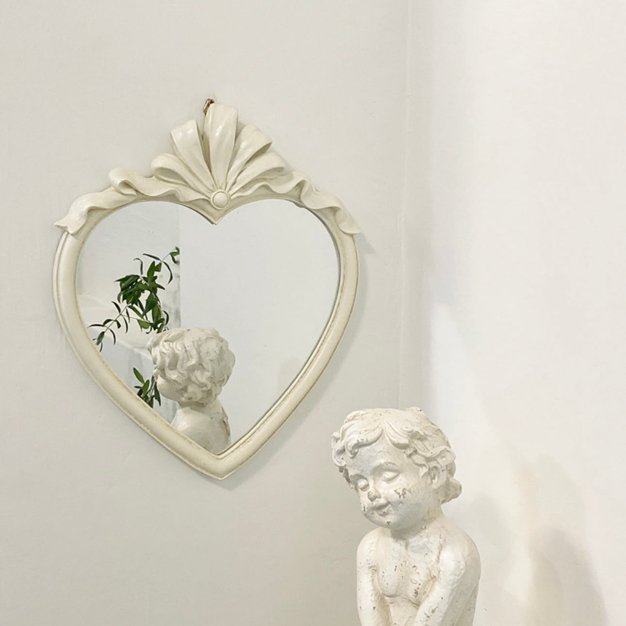 antique heart mirror 2colors / アンティーク ハート ミラー 壁掛け鏡
