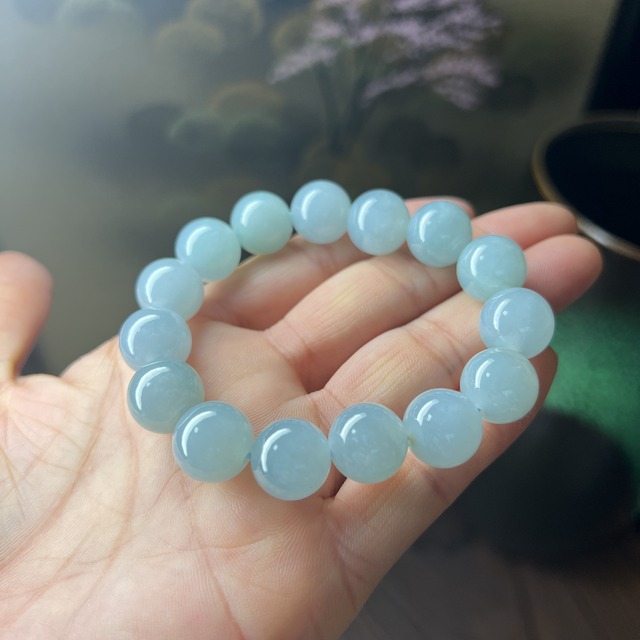 本翡翠 ミャンマー産ティファニーブルーブレスレット | 真ちゃん本翡翠
