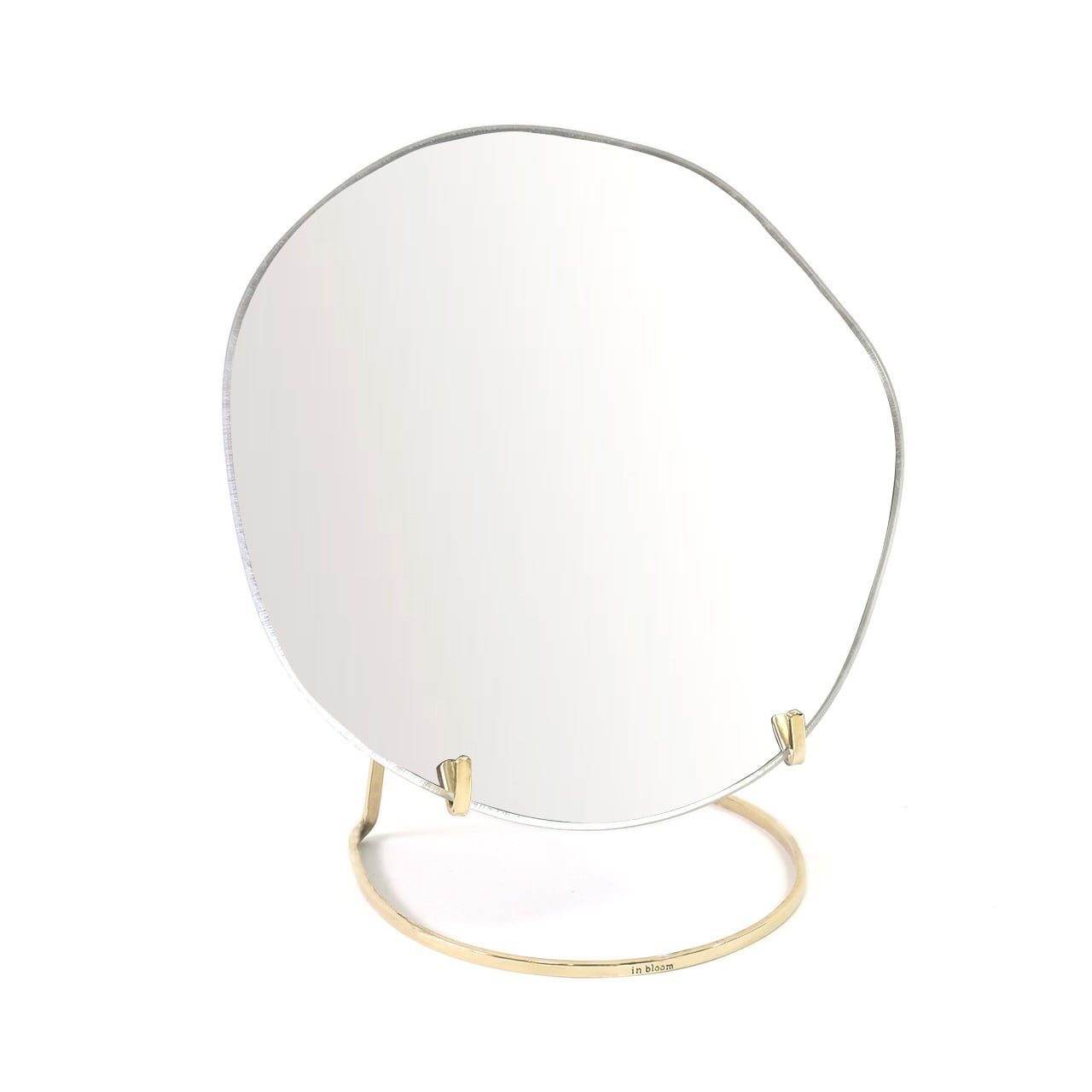 Brass stand mirror