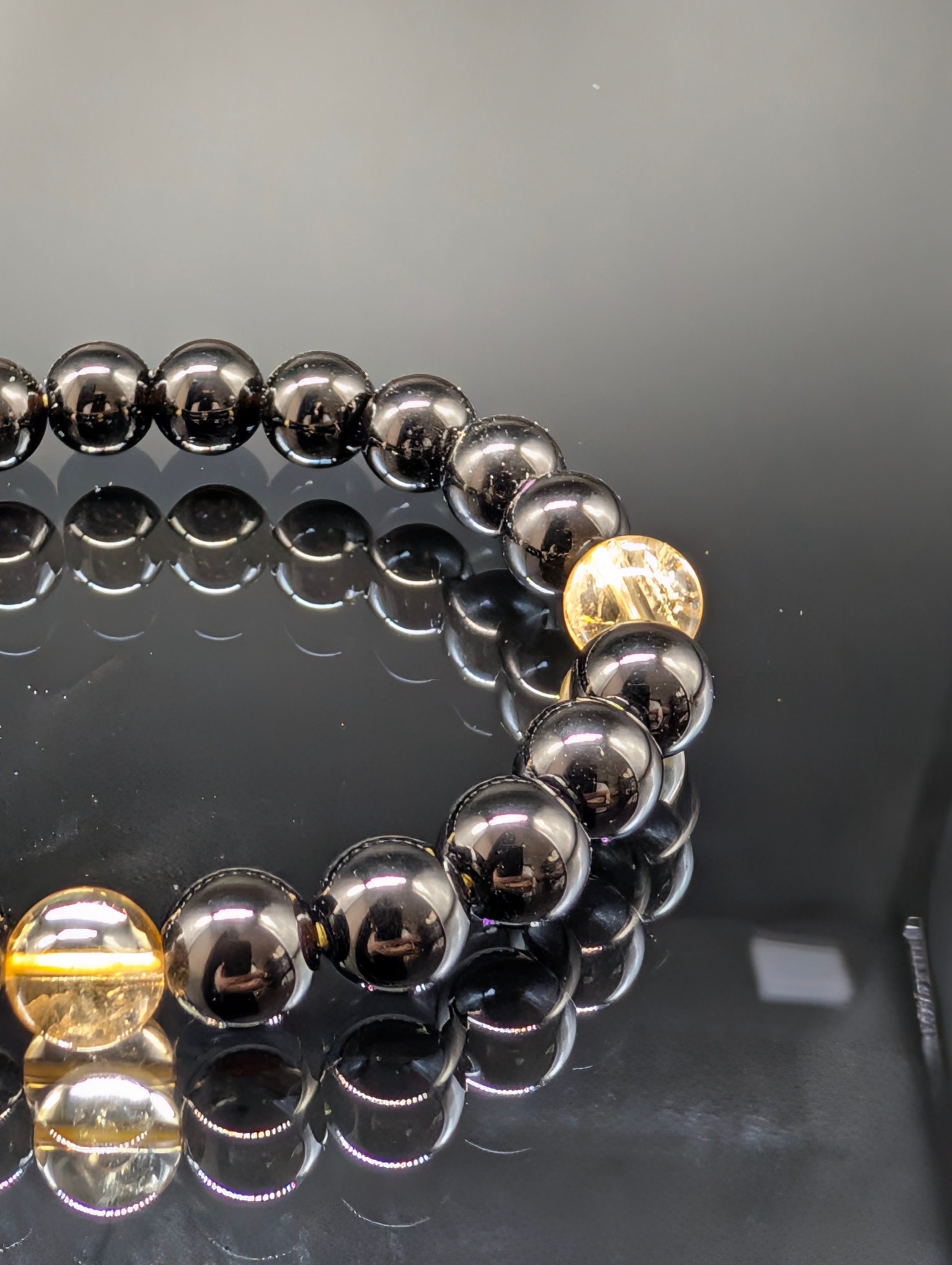 最高品質・鑑別済み・金運上昇】モリオン・シトリン(黄水晶)・8mm