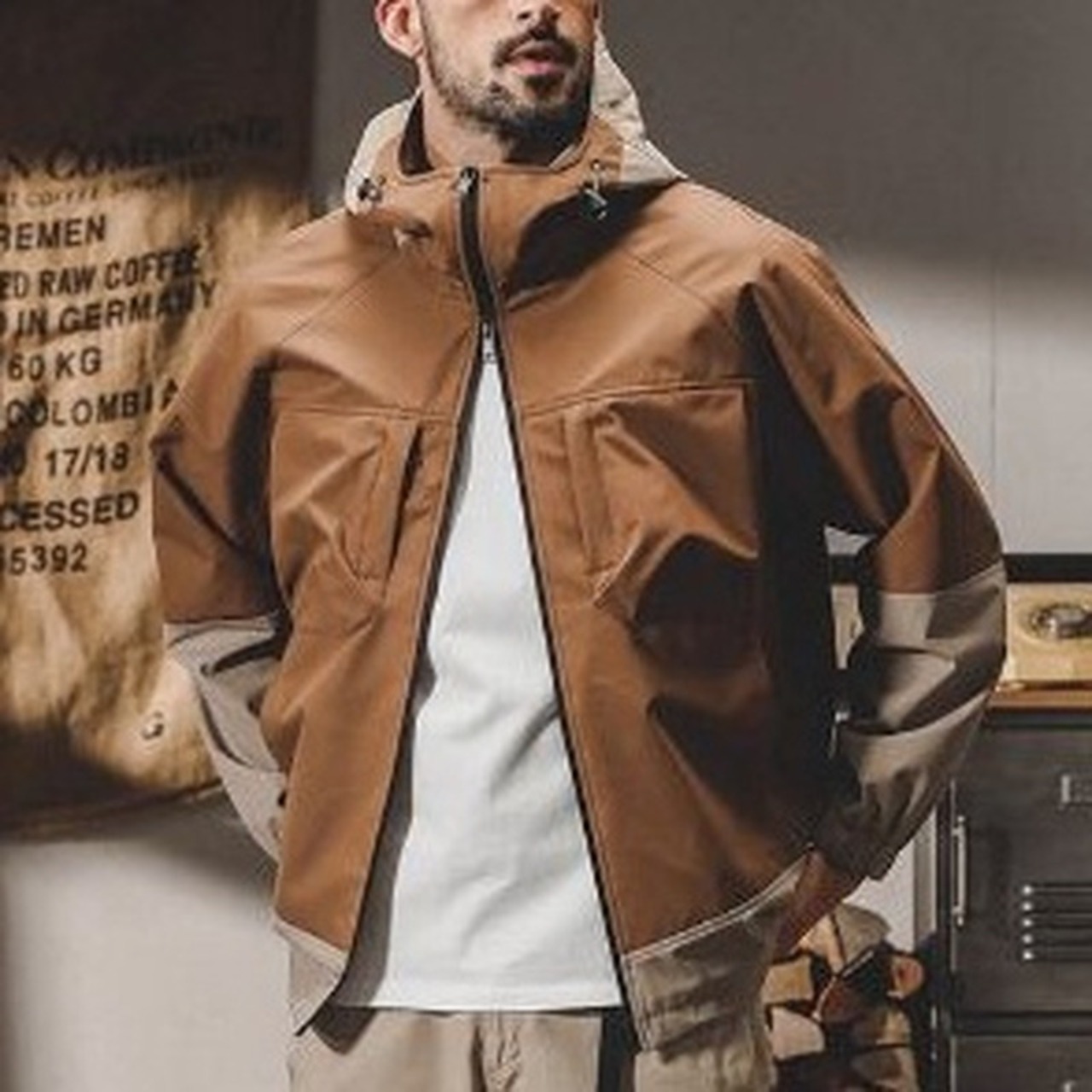 Bicolor Hooded Jacket Zip-Up ◇2color H0832