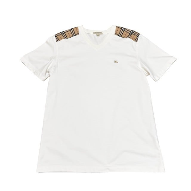 古着 バーバリー BURBERRY 半袖 Vネック Tシャツ クリーニング済み 白