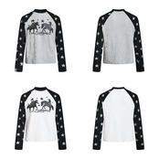VINTAGE ストリート スタースリーブ ワッフルロングTシャツ T2245