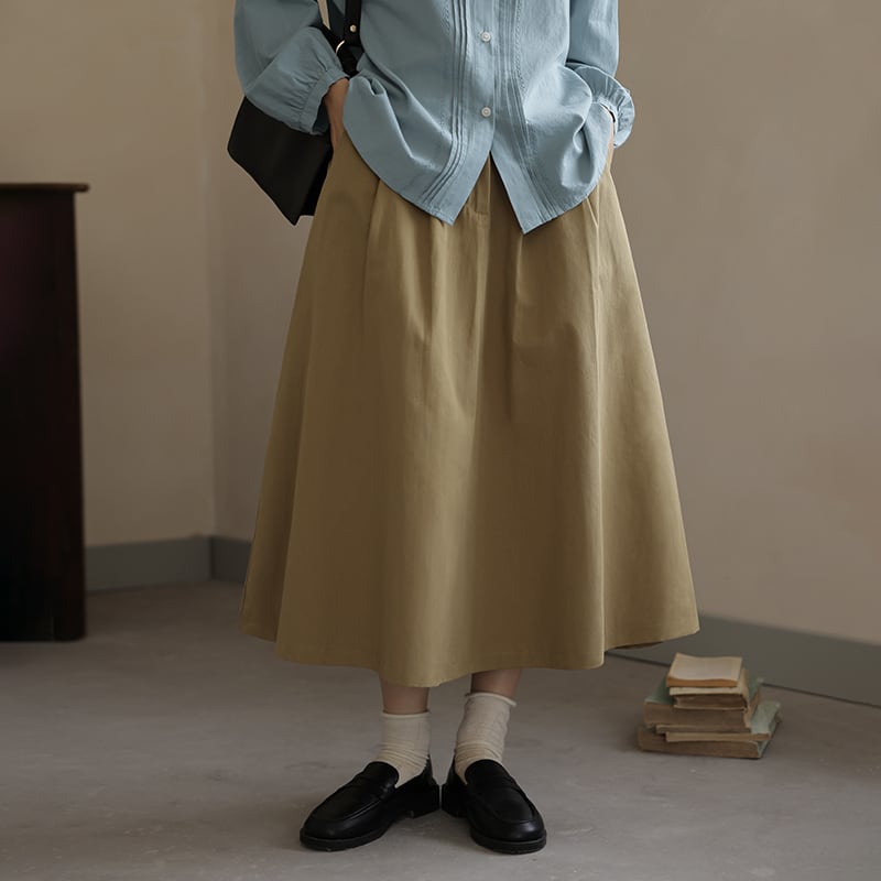 ハイウエストデザインAラインスカート M1819