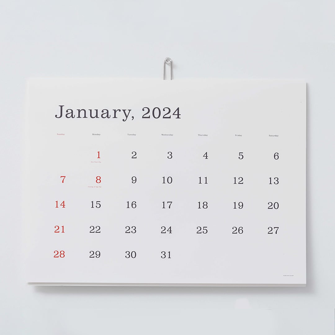 (アンドーギャラリー)　葛西薫　2024　カレンダー【罫線なし】　Ando　Gallery　2024年　Calendar　FREEPARK