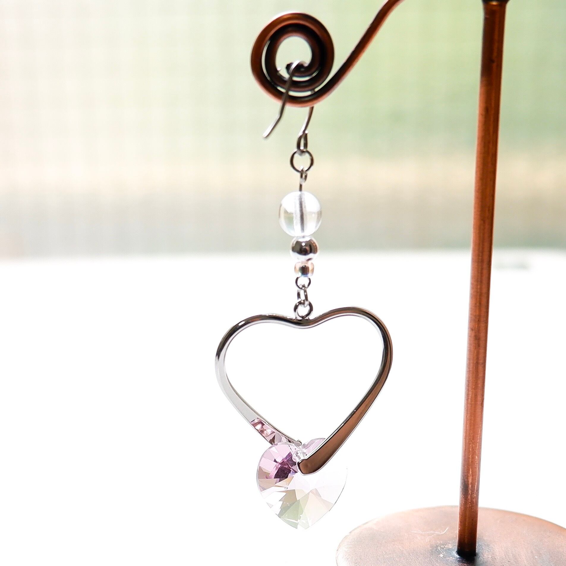 大人可愛いスワロフスキーハートピアス(ピンク | K.Nature