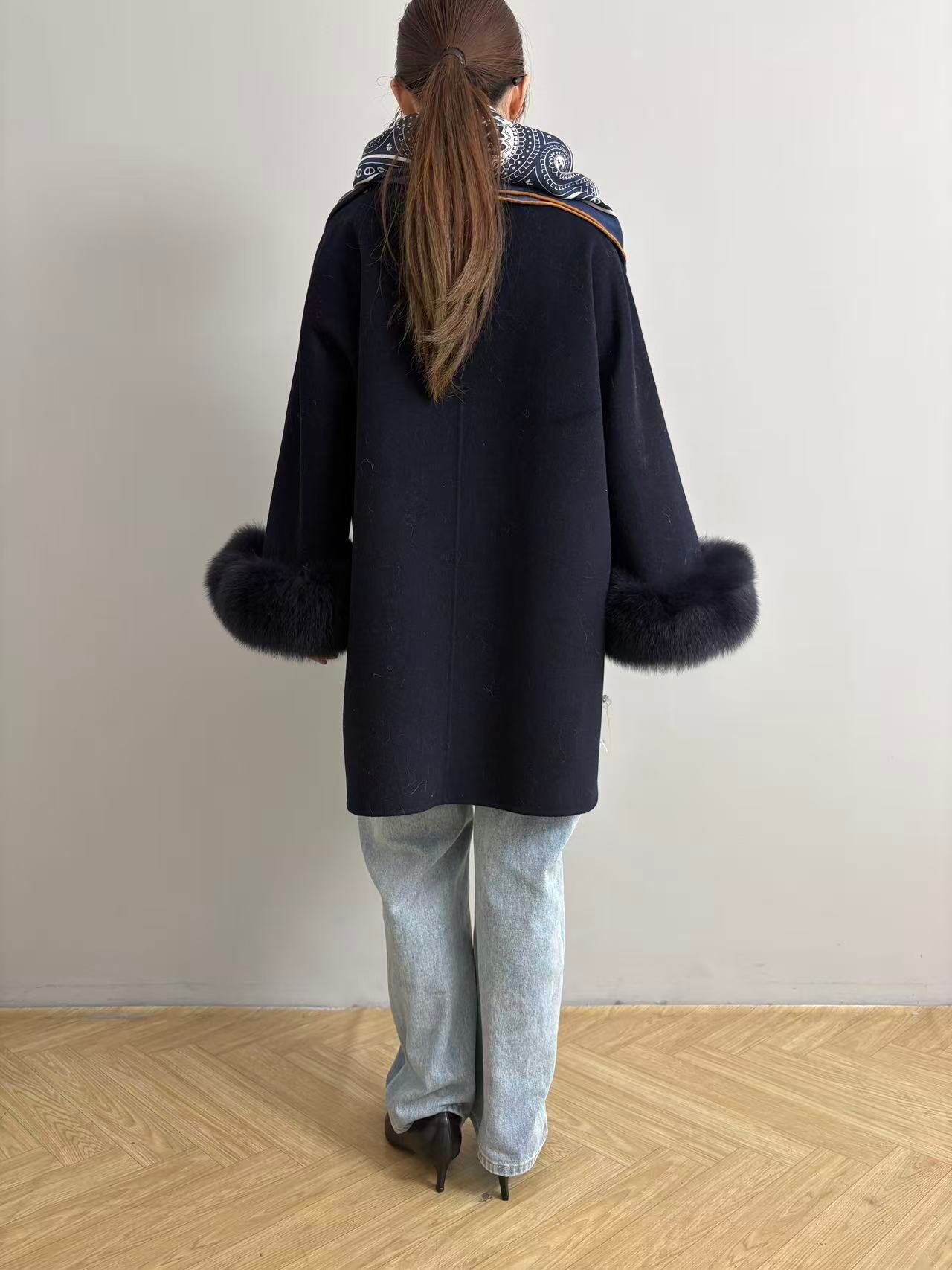 Rnyroomオリジナル】袖ファーノーカラコート | Rnyroom