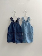 【 minirobe / 予約 】Distressed Denim Overalls