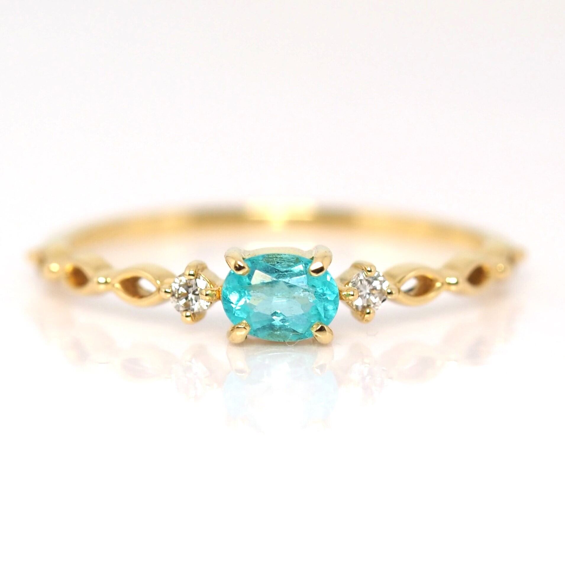 パライバトルマリン ブラジル産 リング 0.211ct D0.04ct k18 CGL産地 