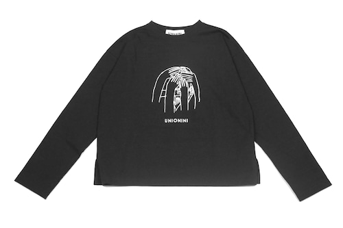 《UNIONINI 2019AW》"nazo" long sleeved tee / black / 1-2Y