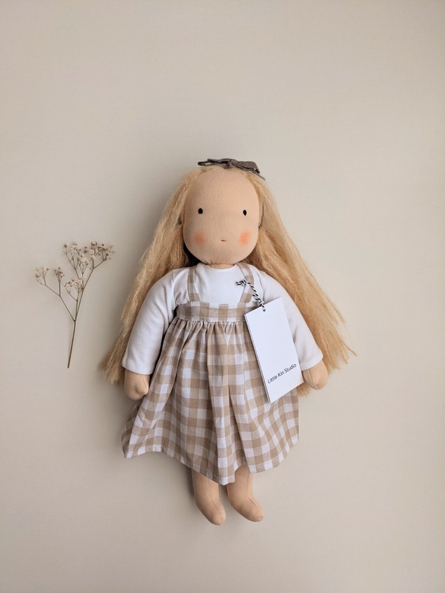 《New》Large Heirloom Courage doll - Beige Check  / Little Kin Studio