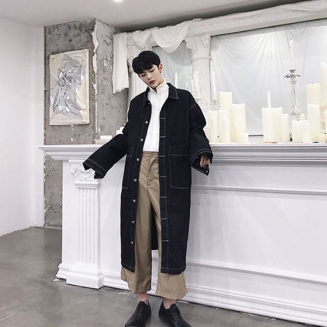 予約販売】トレンチコート デニム アウター ロング丈 メンズ