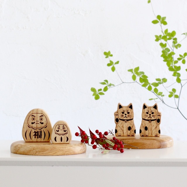 NEIN MARKE ナインマーケ | ウッドオブジェ だるま＆まねきねこ 木製雑貨 お正月 招き猫