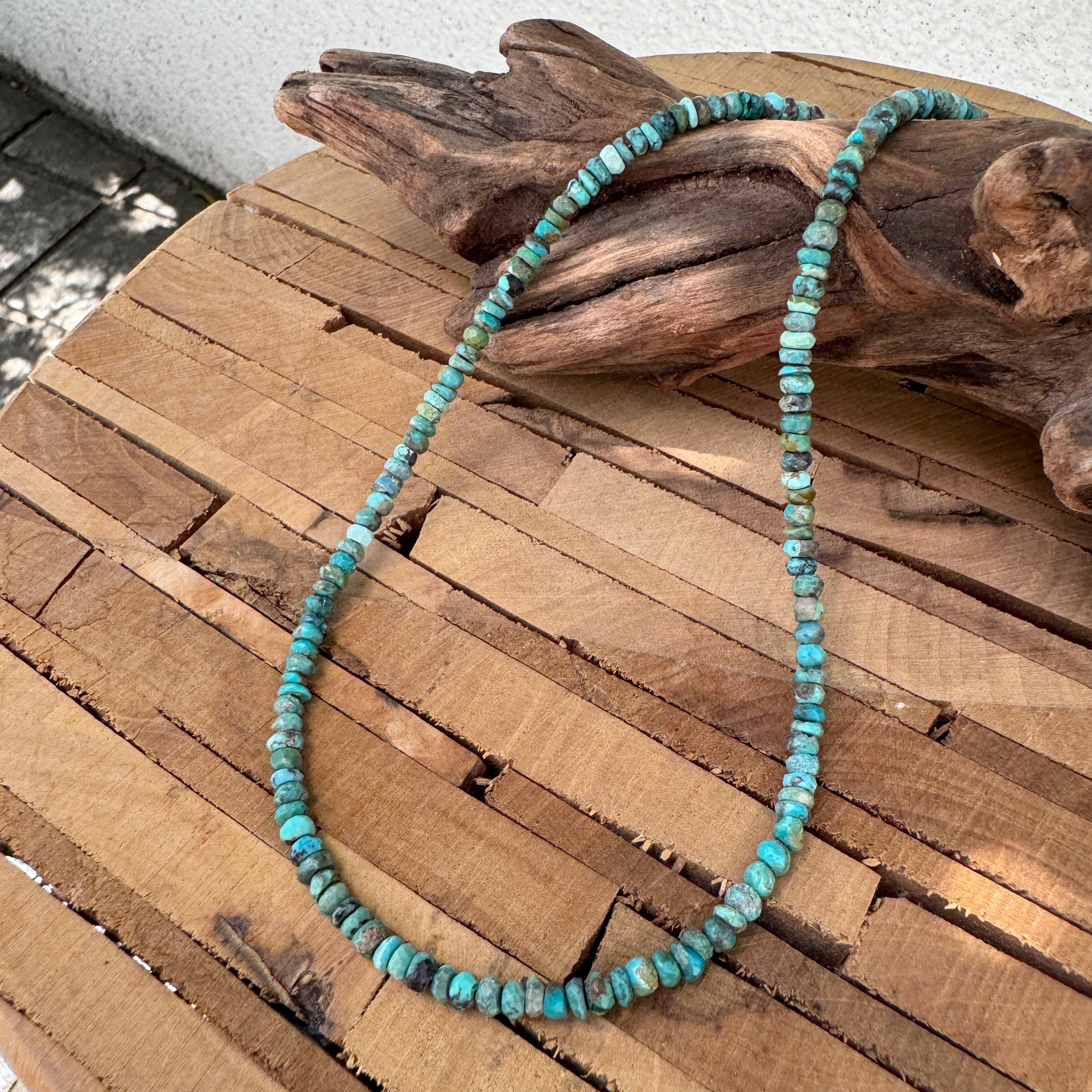 Lagoon Original ボタンカット ターコイズ 一連 ネックレス 40cm  