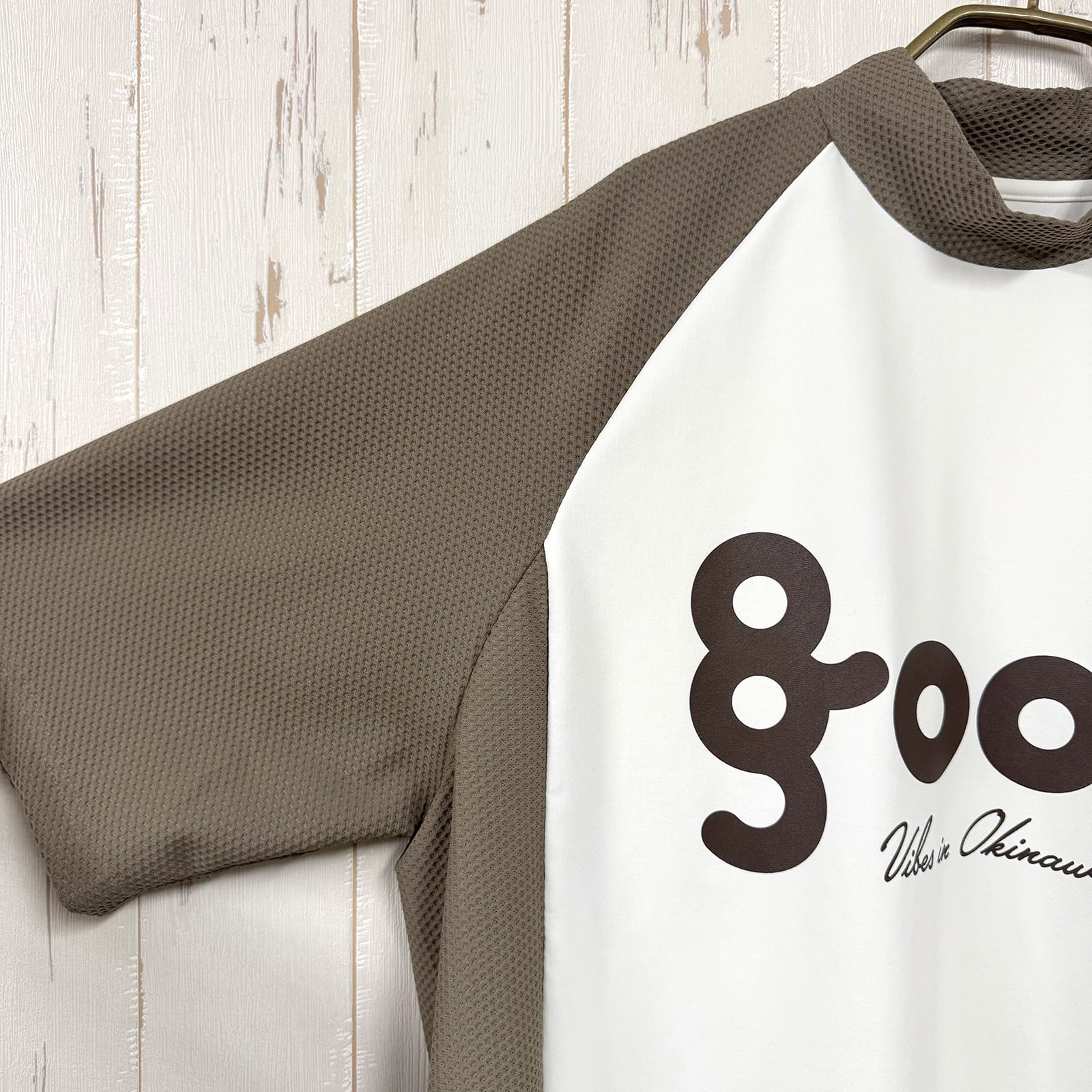 メンズウェア 8G MESH SWITCHING MOCK NECK TEE 8gshoot 8G SHOOT × 69SLAM MESH SWITCHING MOCK NECK TEE -WHITE/BEIGE- | 8G