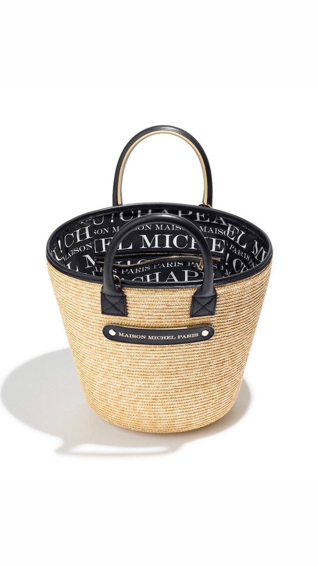 MAISON MICHEL -Brittany-  Bag in natural straw.: NATURAL/BLACK,