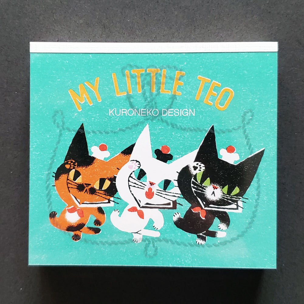 黒ねこ意匠 メモ帳 ブロックメモ MY LITTLE TEO 3匹のネコ