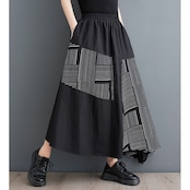 切り替え柄 アシンメトリー スカート 00130